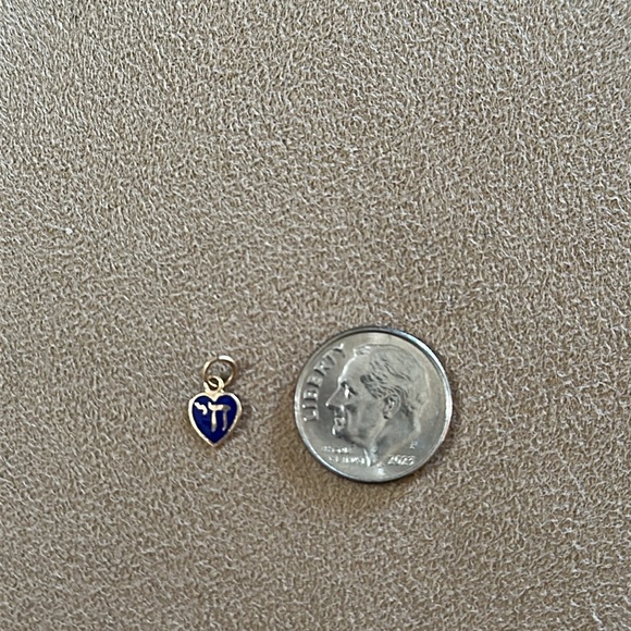 Tiny baby gift 14k Chai Pendant blue & gold jewelry - Picture 2 of 5